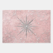 Snowflake en florroze zilverelegant inpakpapier vel (Voorkant 3)