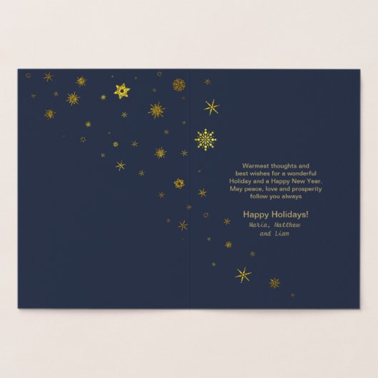 Snowflake en sneeuwvloerkersen met kerstgoud ID426 Folie Kaarten (Binnen)