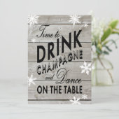 Snowflake Engagement Party Time to Drink Champagne Kaart (Staand voorkant)