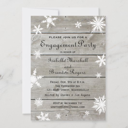 Snowflake Engagement Party Time to Drink Champagne Kaart (Achterkant)