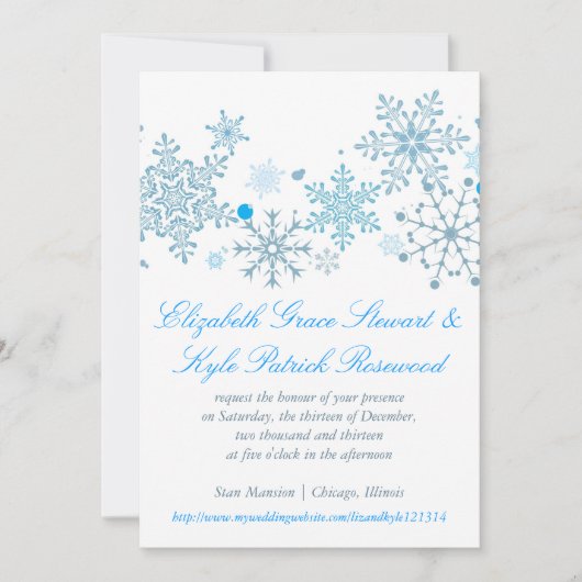 Snowflake Faire-part de mariage (Malibu Silver) (Devant)