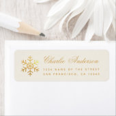 Snowflake Faux Gold Elegant Winter Holidays Ivory Etiket (Insitu)