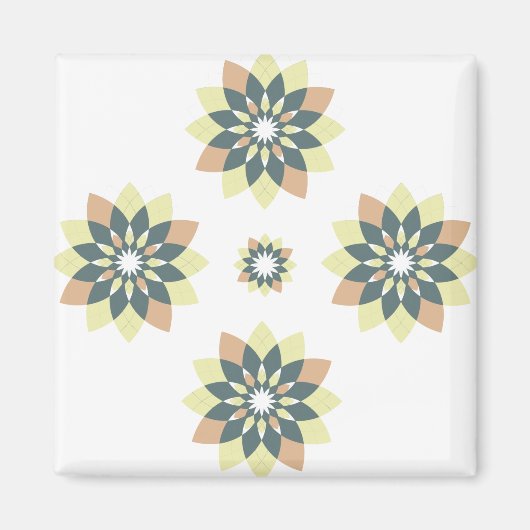 Snowflake Floral Oranje Geel Magneet (Voorkant)