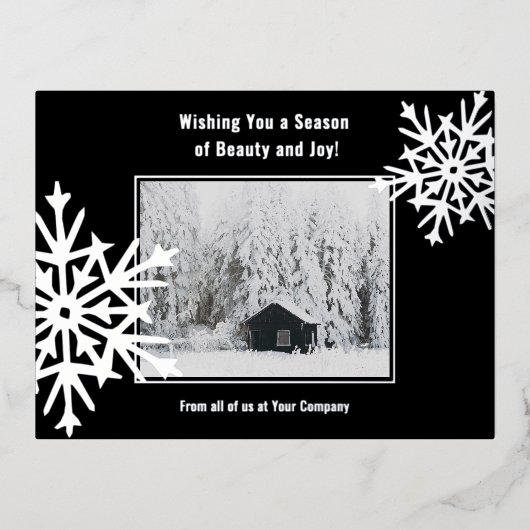 Snowflake Folie Accents Zakelijke vakantie Kaart (Voorkant)