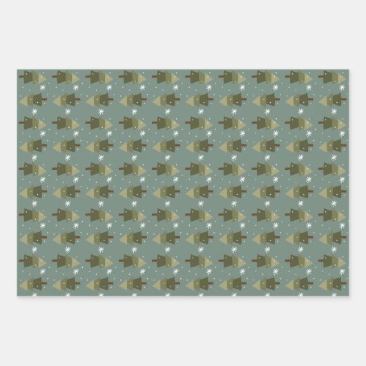 Snowflake Forest Wrapping Paper Set van 3 vellen (Voorkant)