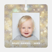 Snowflake Foto Metalen Ornament (Voorkant)