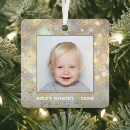 Snowflake Foto Metalen Ornament (Insitu)