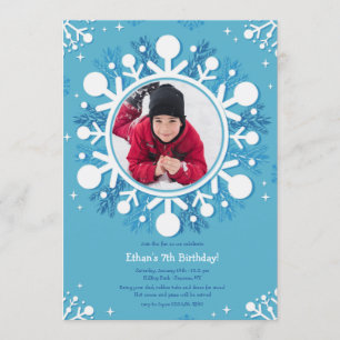Snowflake Foto Verjaardagsfeest Uitnodiging