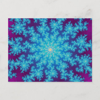 Snowflake Fractal Aqua Blue Briefkaart