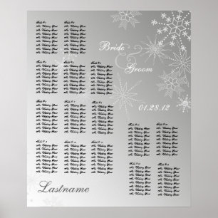 Snowflake Gem Silver Wedding Seding Chart Poster