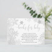 Snowflake genderneutraal baby shower boekaanvraag informatiekaartje (Staand voorkant)