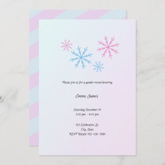 Snowflake Genre Révélation Invitation (Devant / Derrière)