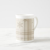 Snowflake Gingham Plaid Mug – Cozy Neutral Farm (Devant droit)