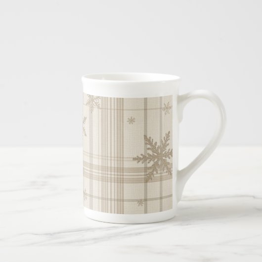 Snowflake Gingham Plaid Mug – Cozy Neutral Farm (Droite)