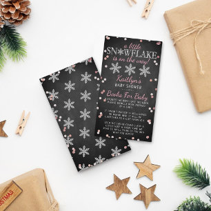 Snowflake Girls Winter Baby shower Book Informatiekaartje
