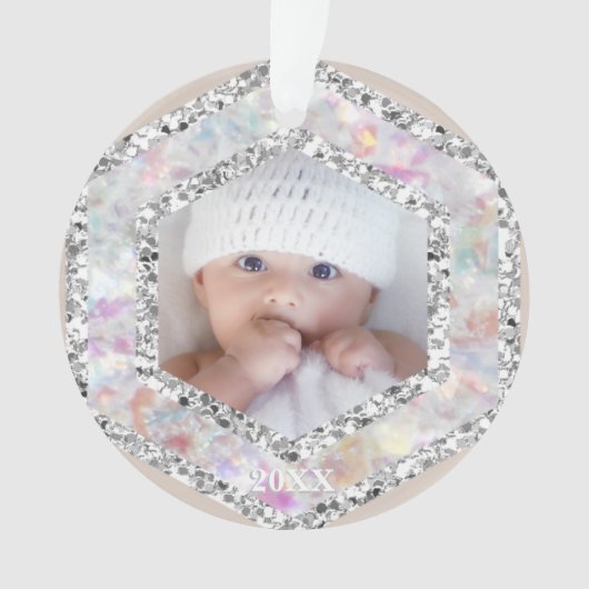 *~* Snowflake Glitter-kerstfotograaf AP44 2 Ornament (voorkant)