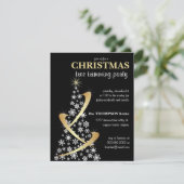Snowflake & Gold Ribbon Christmas Tree Invitation (Debout devant)