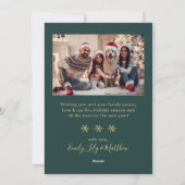 Snowflake Green and Gold 5 Photo Collage Happy Feestdagenkaart (Achterkant)