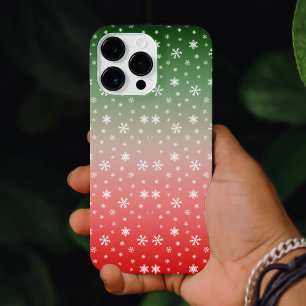 Snowflake Green & Red Ombre Kerstmis iPhone 14 Pro Max Hoesje