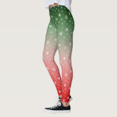 Snowflake Green & Red Ombre Kerstmis Leggings (Links)