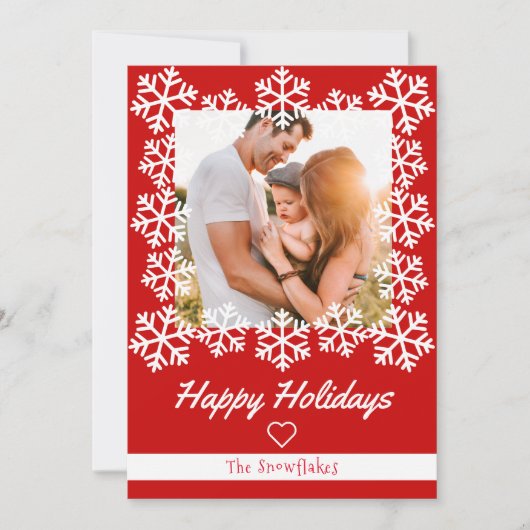 Snowflake Happy Holidays Carte de voeux Rouge (Devant)