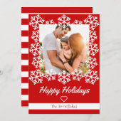 Snowflake Happy Holidays Carte de voeux Rouge (Devant / Derrière)