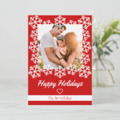 Snowflake Happy Holidays Carte de voeux Rouge (Debout devant)