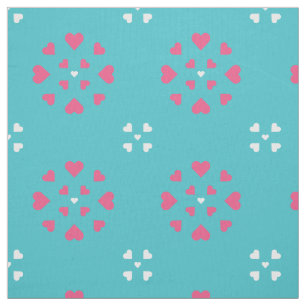 Snowflake Harten Blauwe Witte Roze Stof