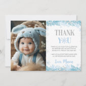 Snowflake hiver Anniversaire Photo Carte de remerc (Devant)