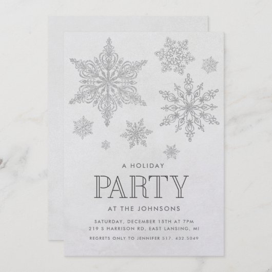 Snowflake Hiver Fête Invitation (Devant / Derrière)