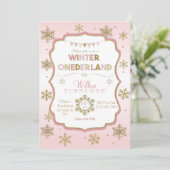 Snowflake Hiver Onederland Anniversaire Invitation (Debout devant)