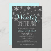 Snowflake Hiver Onederland Premier Invitation d'an (Devant / Derrière)