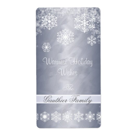 Snowflake hiver Silver Holiday Vin Étiquette (Devant)
