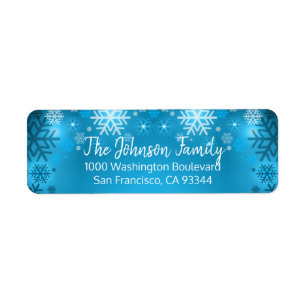 SNOWFLAKE Holiday Christmas Blue Retouradres Etiket