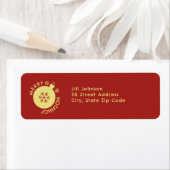 Snowflake Holiday Custom Text Rood Goud Etiket (Insitu)