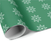 Snowflake Holiday Design Donkergroene kerstmis Cadeaupapier (Rol Hoek)