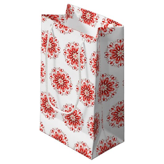 Snowflake Holiday Gift Bag Klein Cadeauzakje (Voorkant Gekanteld)