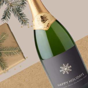 Snowflake Holiday Label Sparkling Wijnetiket