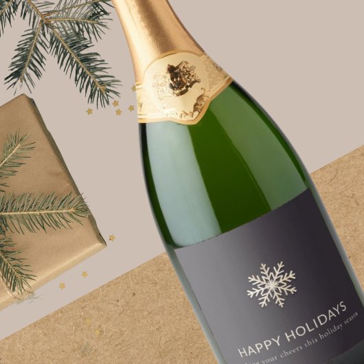 Snowflake Holiday Label Sparkling Wijnetiket