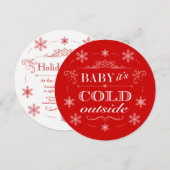 Snowflake Holiday Party Baby Het is koud buiten Kaart (Voorkant / Achterkant)