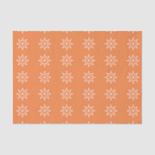 Snowflake Holiday Pattern Vibrant Oranje Kerstmis Tissuepapier (Voorkant)