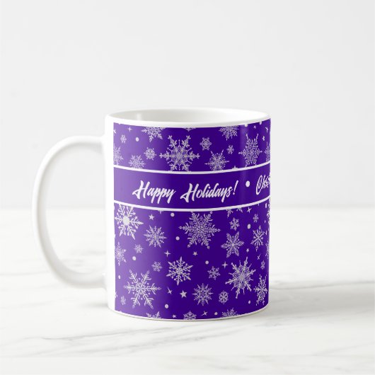Snowflake Holiday Royal Purple Coffee Mug (Gauche)