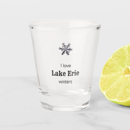 Snowflake I Love Custom Lake Winters Shot Glas (Voorkant)