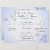 Snowflake Ice Blue Wedding Programme (Devant / Derrière)