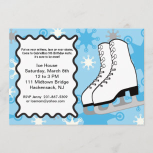 Snowflake Ice-schaatsen Birthday party Invitation Kaart