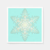 Snowflake ijskant winterwit en blauwgroen elegant servet (Voorkant)