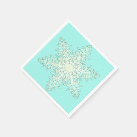 Snowflake ijskant winterwit en blauwgroen elegant servet (Hoek)