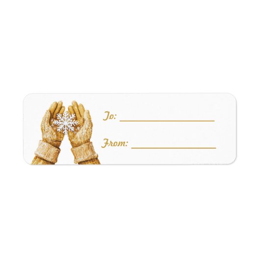 Snowflake in Honey Gold Gloves Christmas Etiket (Voorkant)