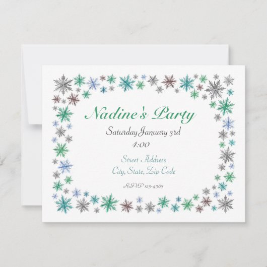 Snowflake Invitation Kaart (Voorkant)