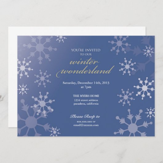 Snowflake Invite voor feestdag Kaart (Voorkant / Achterkant)